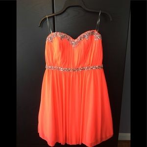 Strapless Bright Orange Dress